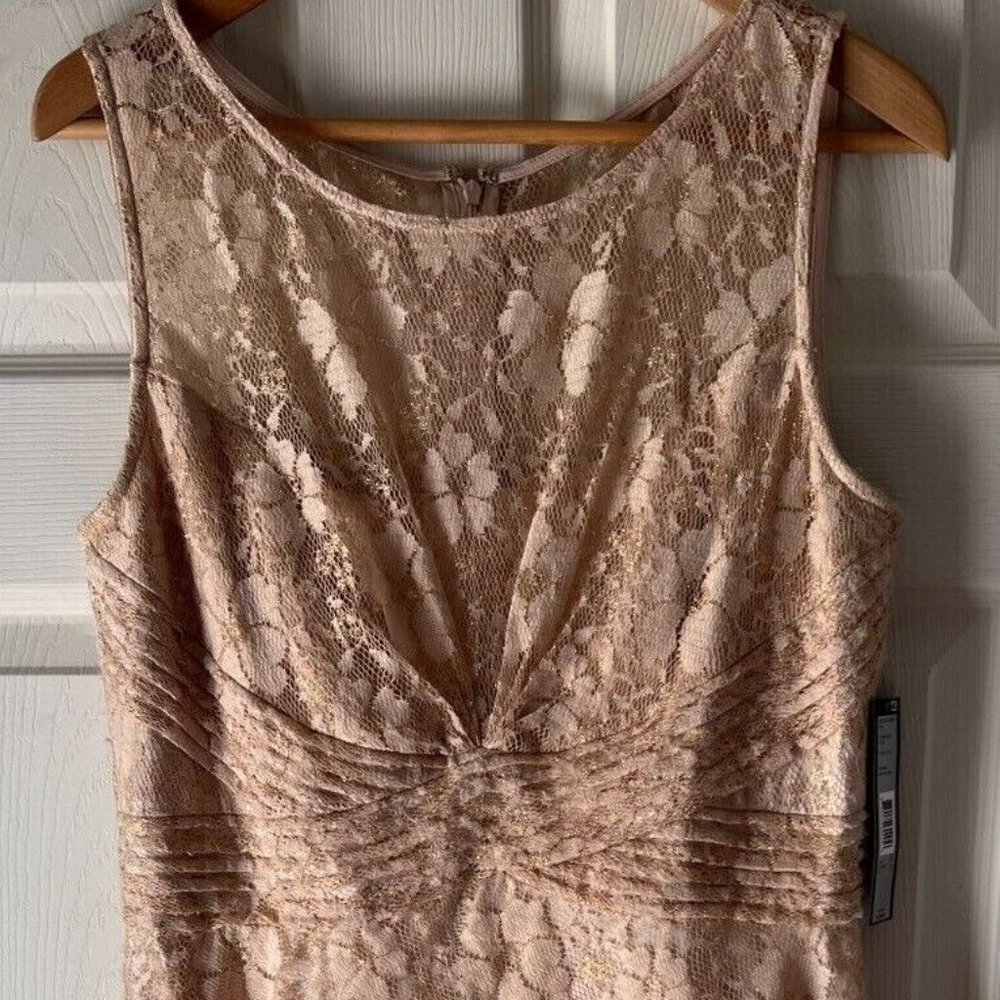 Tahari by Arthur S. Levine Women's Sleeveless Dress 6120M930 Champagne/Gold NWT
